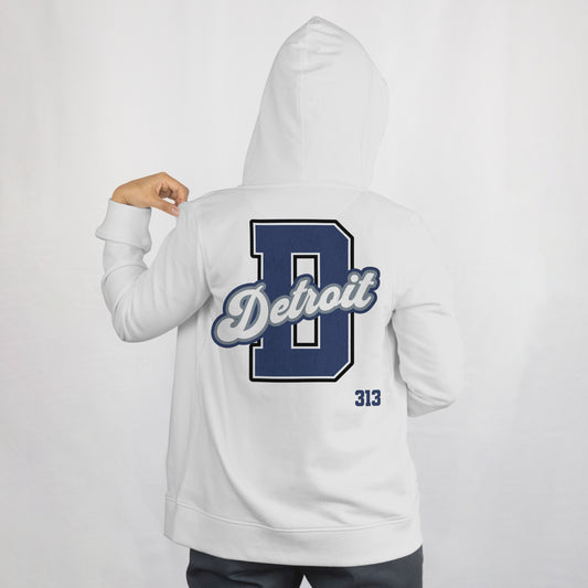 Detroit Varsity "D" Hoodie-White/Navy